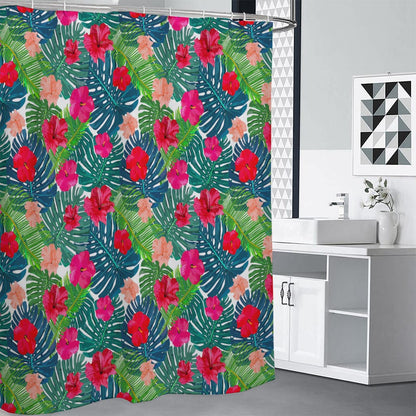 Colorful Hawaii Floral Pattern Print Shower Curtain