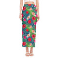Colorful Hawaii Floral Pattern Print Side Slit Maxi Skirt