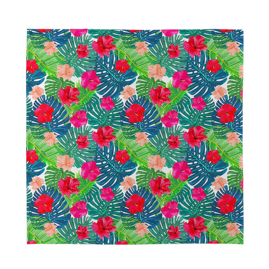 Colorful Hawaii Floral Pattern Print Silk Bandana