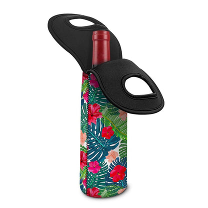 Colorful Hawaii Floral Pattern Print Single Neoprene Wine Tote