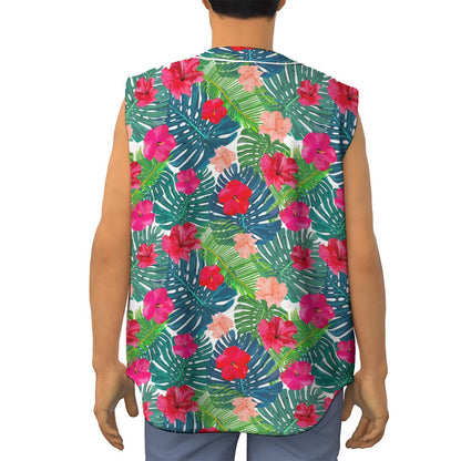 Colorful Hawaii Floral Pattern Print Sleeveless Baseball Jersey