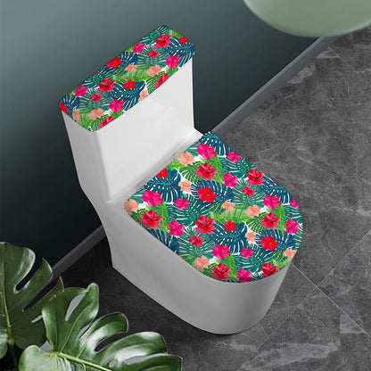 Colorful Hawaii Floral Pattern Print Toilet Lid And Tank Cover Set