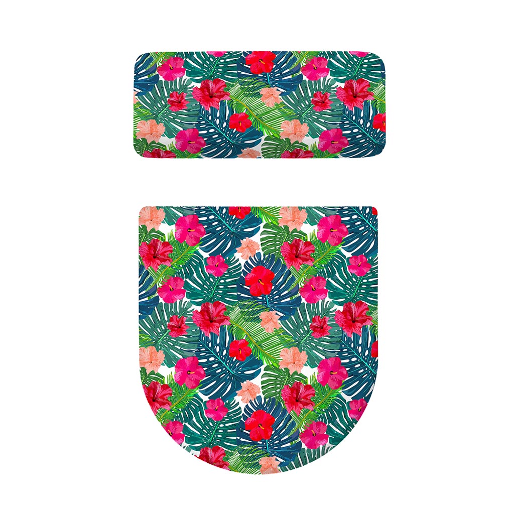 Colorful Hawaii Floral Pattern Print Toilet Lid And Tank Cover Set