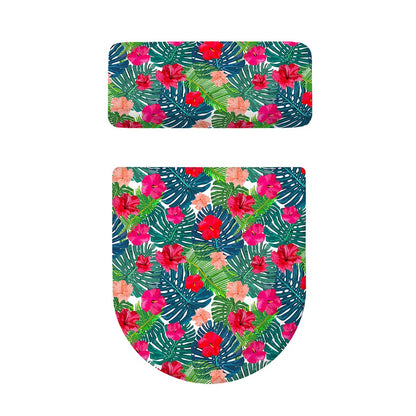 Colorful Hawaii Floral Pattern Print Toilet Lid And Tank Cover Set