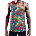 Colorful Hawaii Floral Pattern Print Men's Workout Tank Top