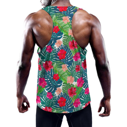 Colorful Hawaii Floral Pattern Print Training Tank Top