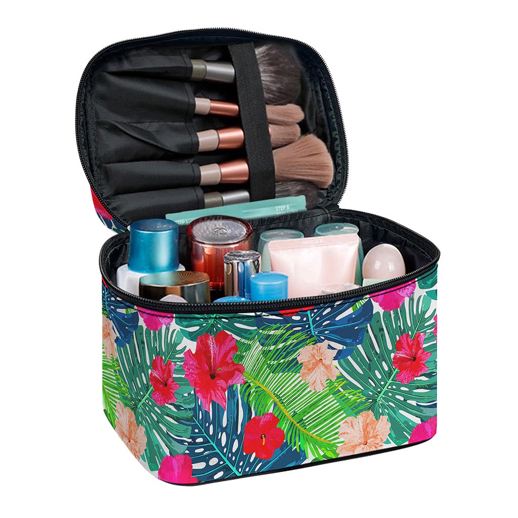 Colorful Hawaii Floral Pattern Print Travel Makeup Bag