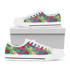 Colorful Hawaii Floral Pattern Print White Low Top Sneakers