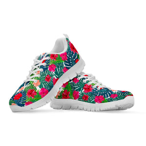 Colorful Hawaii Floral Pattern Print White Running Shoes