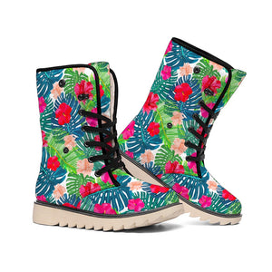 Colorful Hawaii Floral Pattern Print Winter Boots