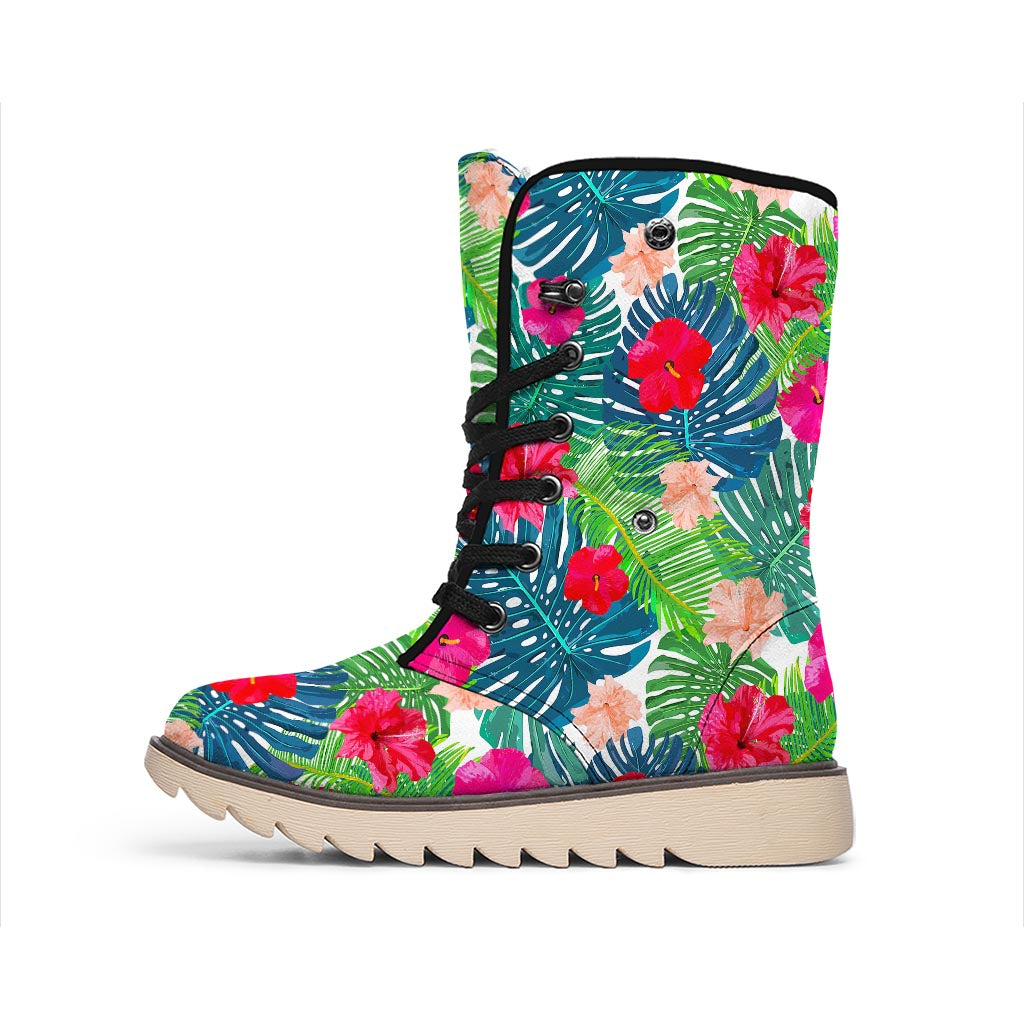 Colorful Hawaii Floral Pattern Print Winter Boots