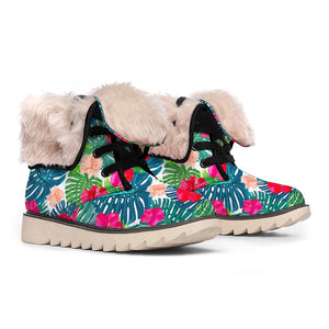 Colorful Hawaii Floral Pattern Print Winter Boots