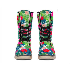 Colorful Hawaii Floral Pattern Print Winter Boots