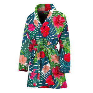 Colorful Hawaii Floral Pattern Print Women's Bathrobe