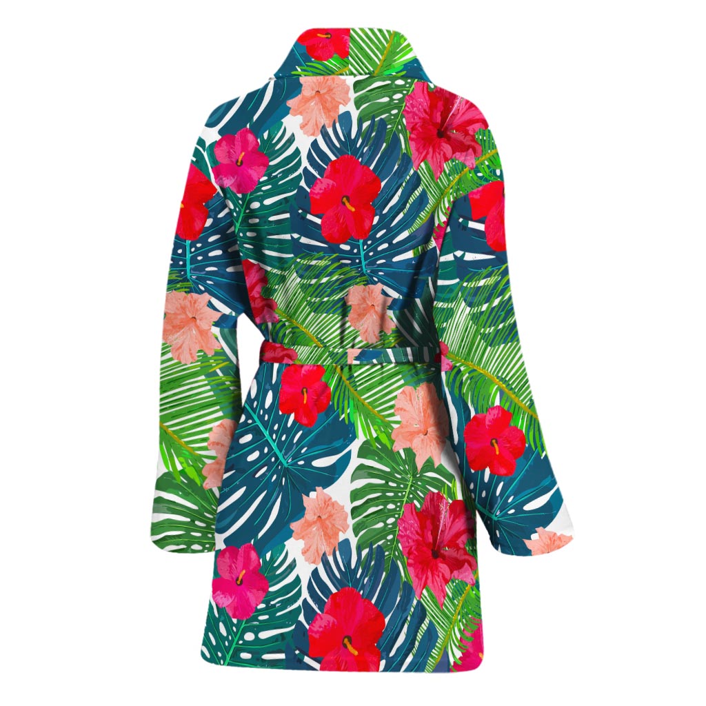 Colorful Hawaii Floral Pattern Print Women's Bathrobe