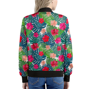 Colorful Hawaii Floral Pattern Print Women's Bomber Jacket