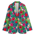 Colorful Hawaii Floral Pattern Print Women's Cotton Blazer