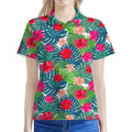 Colorful Hawaii Floral Pattern Print Women's Polo Shirt