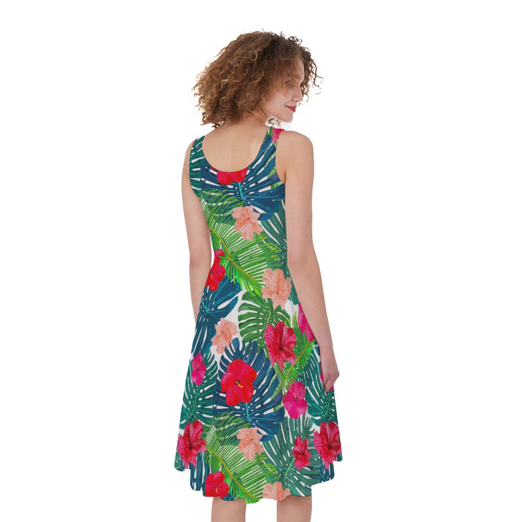 Colorful Hawaii Floral Pattern Print Women's Sleeveless Dress