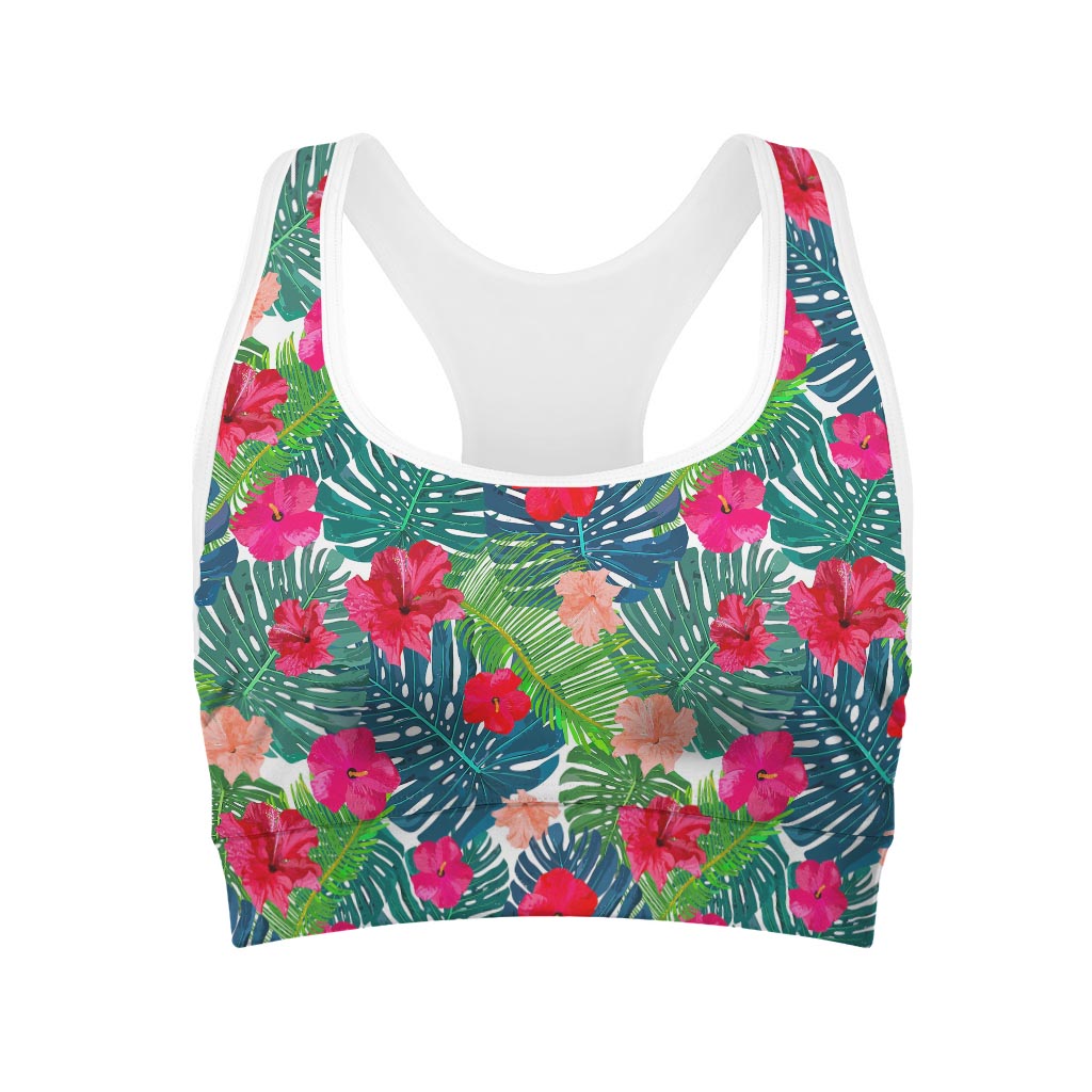 Colorful Hawaii Floral Pattern Print Women's Sports Bra