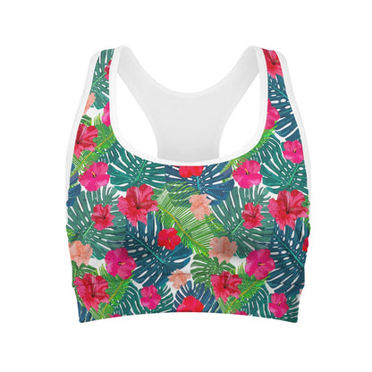 Colorful Hawaii Floral Pattern Print Women's Sports Bra