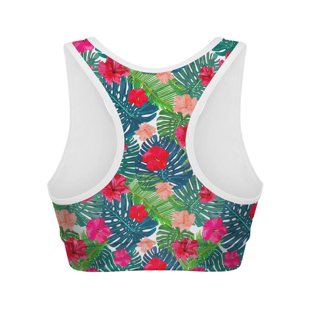 Colorful Hawaii Floral Pattern Print Women's Sports Bra
