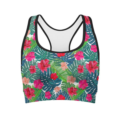 Colorful Hawaii Floral Pattern Print Women's Sports Bra