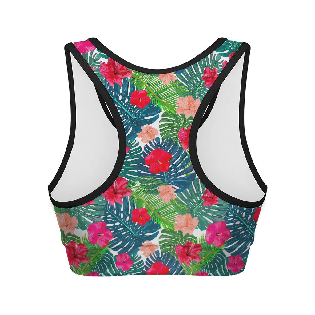 Colorful Hawaii Floral Pattern Print Women's Sports Bra