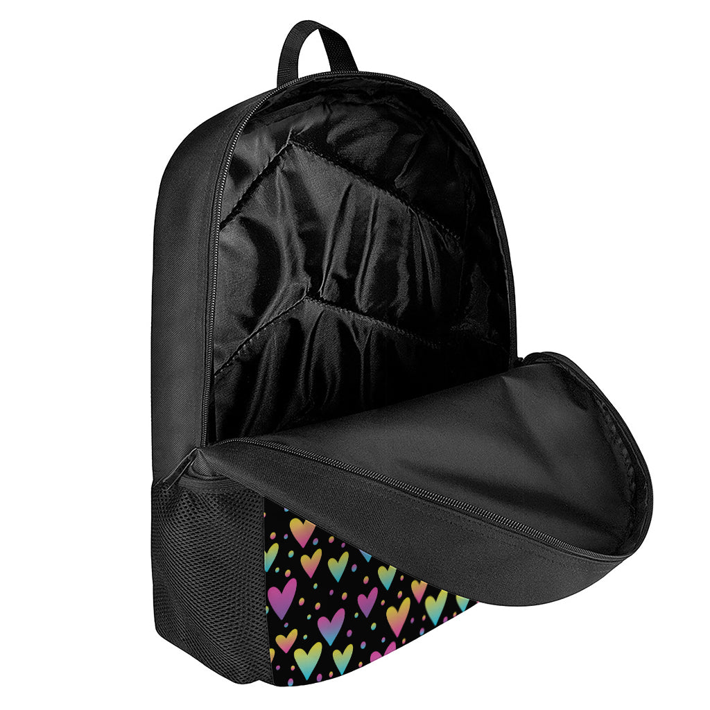 Colorful Heart Pattern Print 17 Inch Backpack