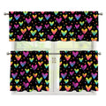 Colorful Heart Pattern Print 3 Piece Kitchen Curtains