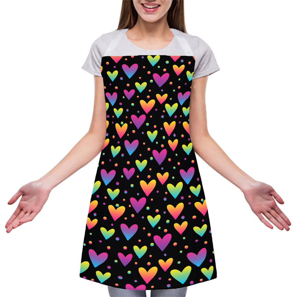 Colorful Heart Pattern Print Adjustable Apron
