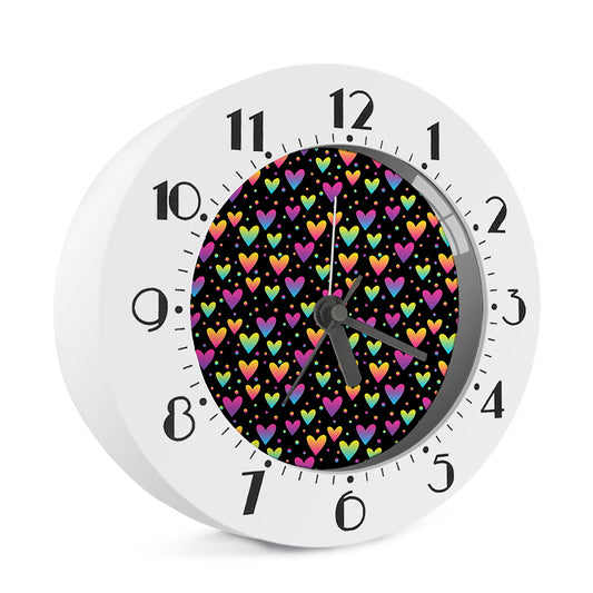 Colorful Heart Pattern Print Alarm Clock