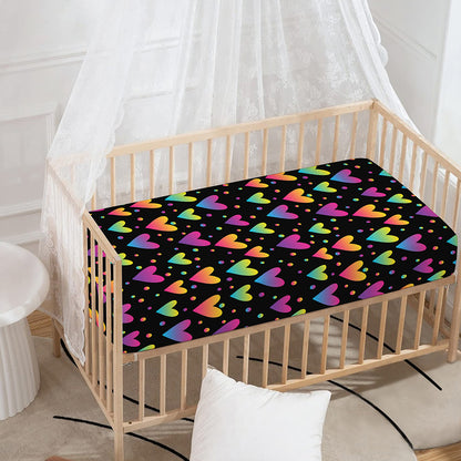 Colorful Heart Pattern Print Baby Crib Sheet