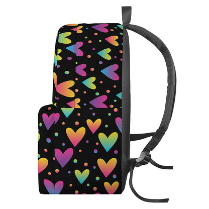 Colorful Heart Pattern Print Backpack