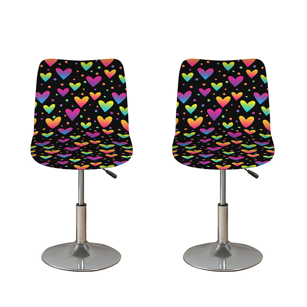 Colorful Heart Pattern Print Bar Stool Covers