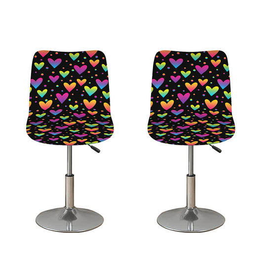 Colorful Heart Pattern Print Bar Stool Covers