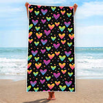 Colorful Heart Pattern Print Beach Towel