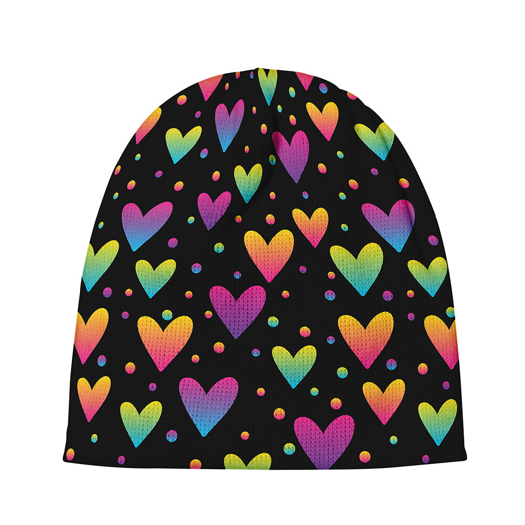 Colorful Heart Pattern Print Beanie