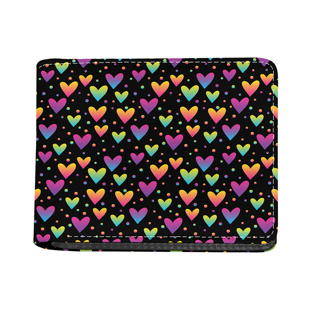 Colorful Heart Pattern Print Bifold Wallet