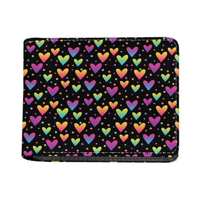 Colorful Heart Pattern Print Bifold Wallet