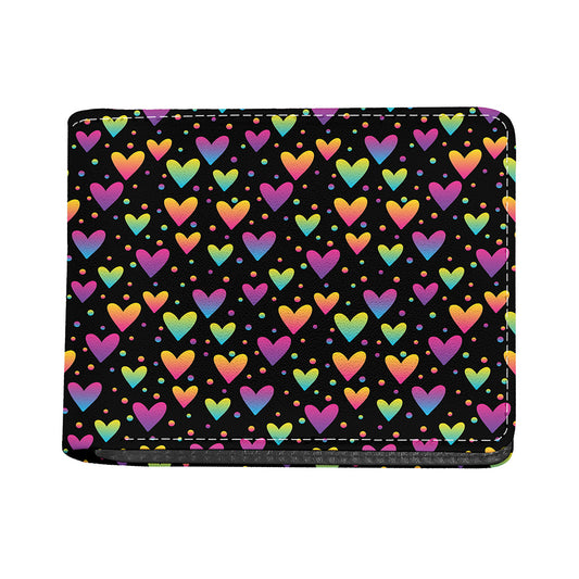 Colorful Heart Pattern Print Bifold Wallet