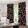 Colorful Heart Pattern Print Dimout Grommet Curtains