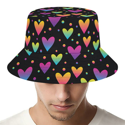 Colorful Heart Pattern Print Bucket Hat