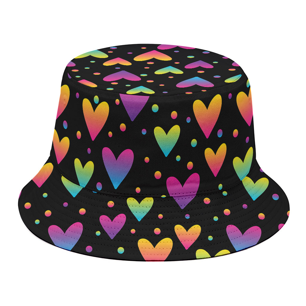 Colorful Heart Pattern Print Bucket Hat