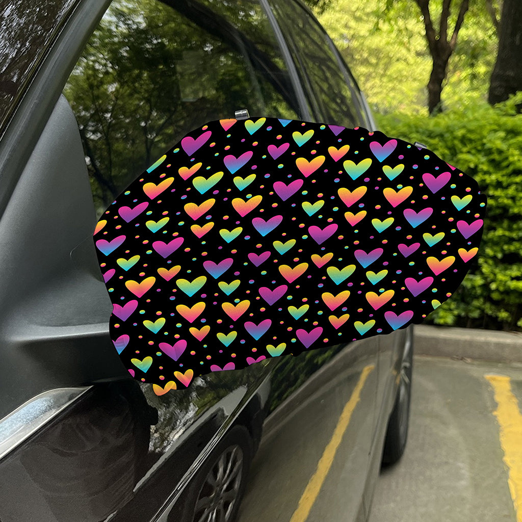 Colorful Heart Pattern Print Car Side Mirror Covers
