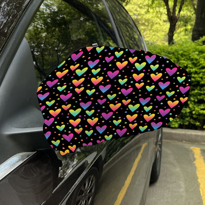 Colorful Heart Pattern Print Car Side Mirror Covers