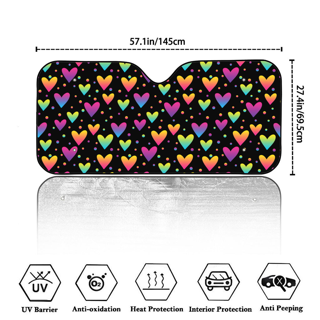 Colorful Heart Pattern Print Car Windshield Sun Shade