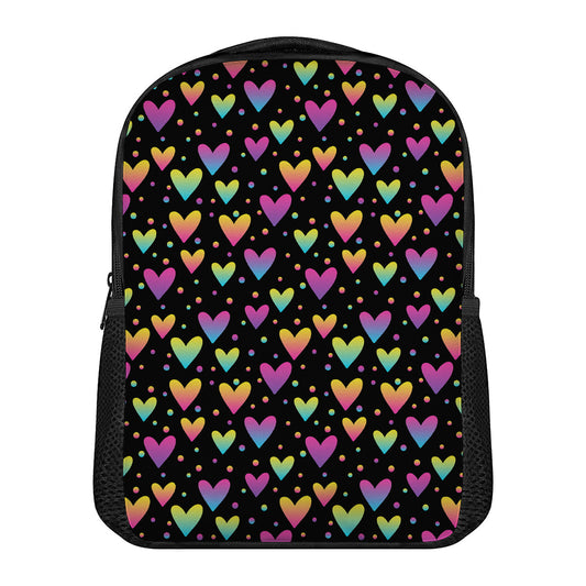 Colorful Heart Pattern Print Casual Backpack