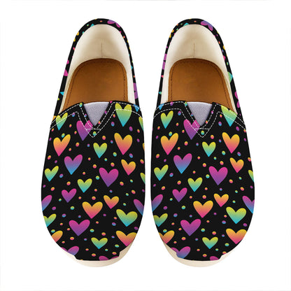 Colorful Heart Pattern Print Casual Shoes