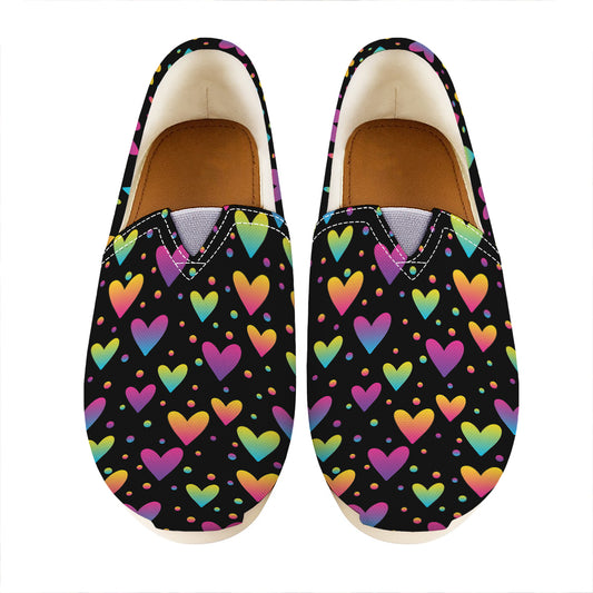 Colorful Heart Pattern Print Casual Shoes